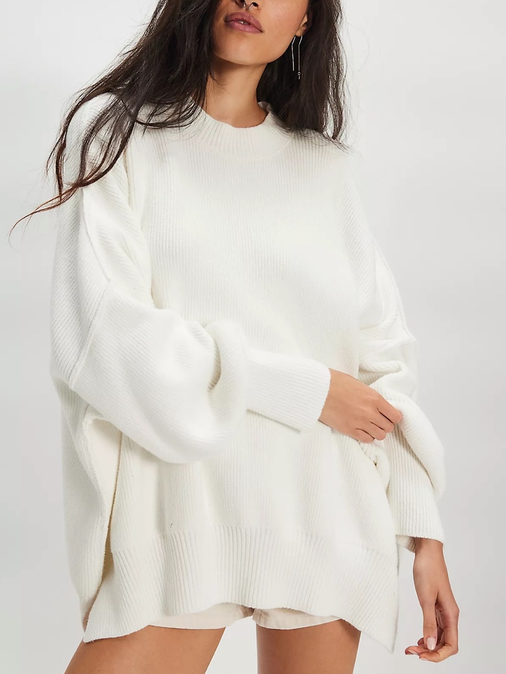 free people easy street tunic m Women’s Oversized Crewneck Sweater - White